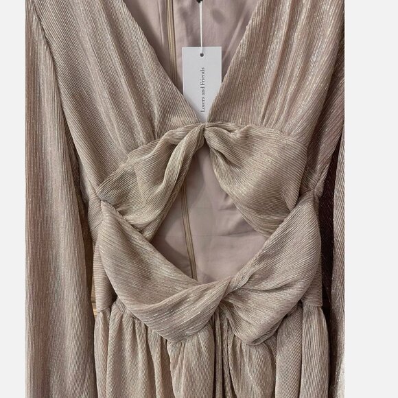 Revolve Lovers & Friends NWT Josephine Rose Gold Metallic Cut Out Mini Dress L - Picture 4 of 11